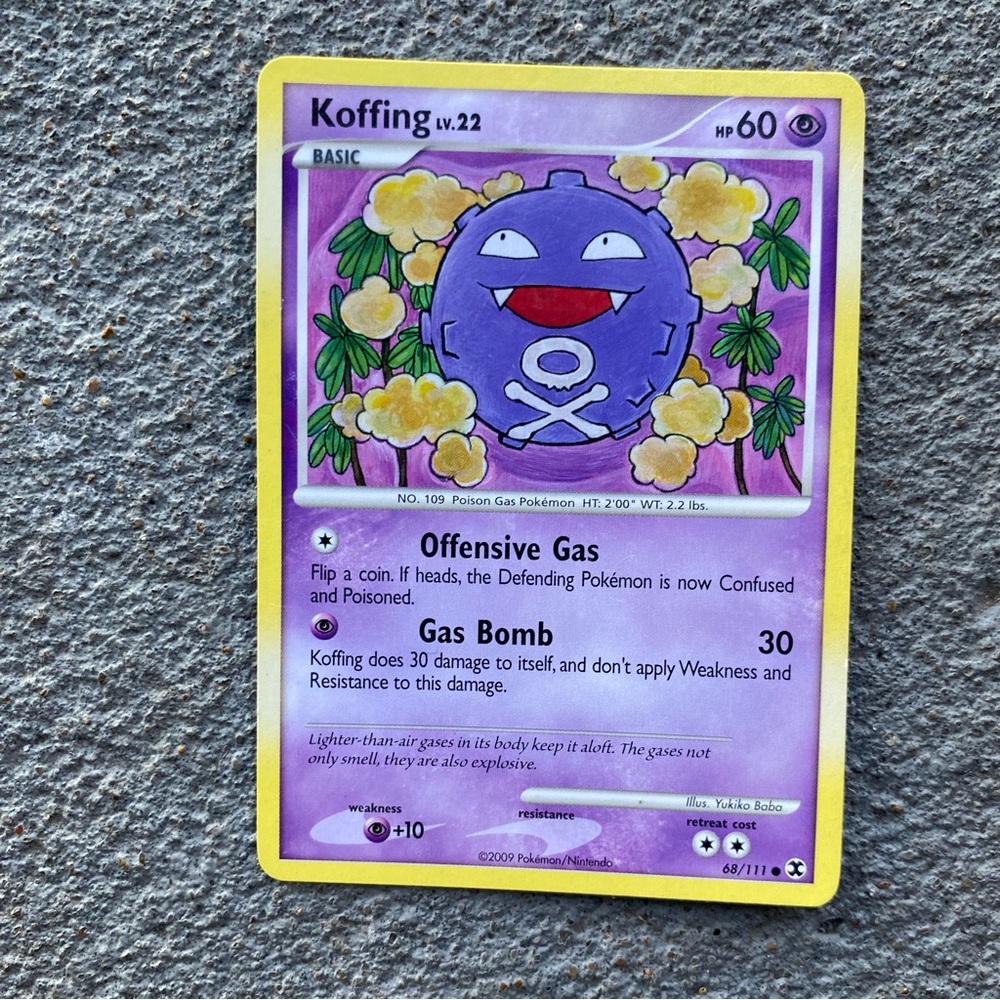 Koffing Trading Card - Purple and Yellow